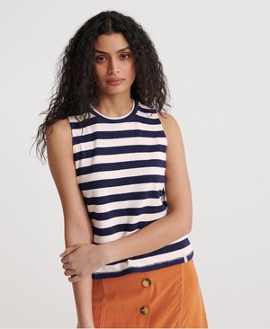 Superdry Summer Stripe Női Mellény Sötétkék | EIXHN8135